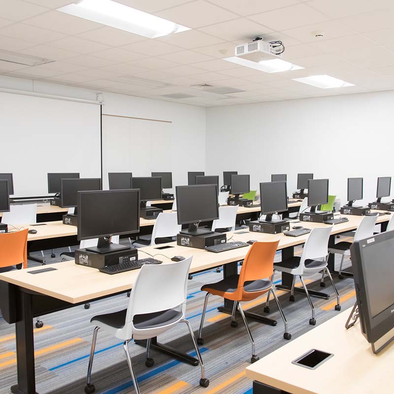 Students in a lab room