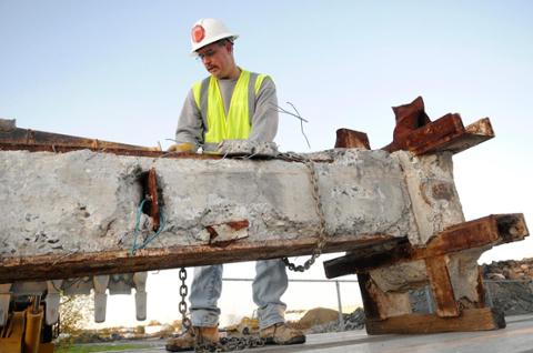 Steel beam from WTC arrives at HACC's Public Safety Center
