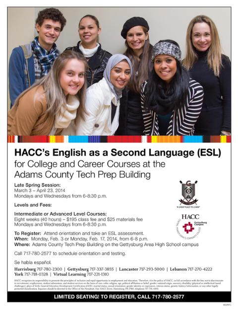 Gettysburg Campus - English as a second language (ESL) Flyer - English Version